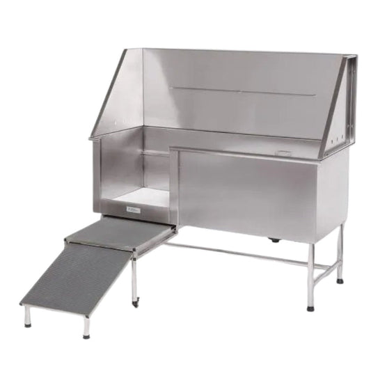 Heavy - Duty Stainless Steel Dog Grooming Tub with Ramp