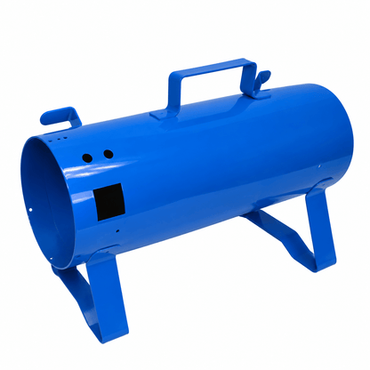 Blue K-9 I and K-9 II standard replacement dryer body with metal housing, handle, and support legs
